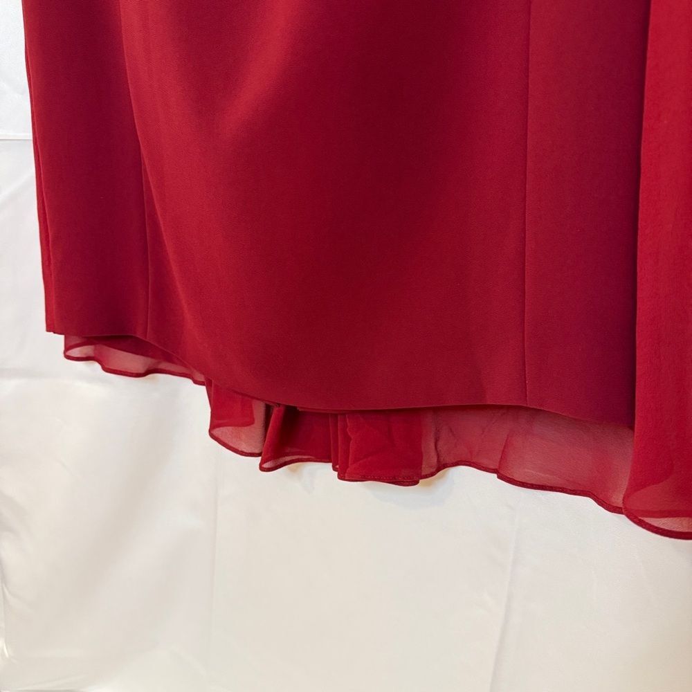 MaxMara Pianoforte Deep Red Boat Neck Cap Sleeve Silk Midi Dress 12 - Picture 5 of 7